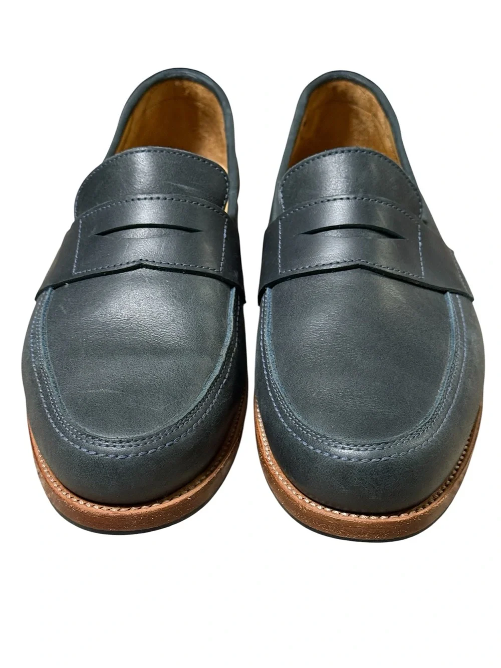 Adelante The Luca Penny Loafer in Denim Blue Leather